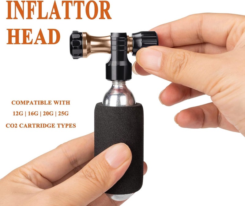 GEWAGE CO2 Inflator with 4 X 16g Cartridges - CO2 Bike Pump Presta & Schrader Valve Compatible - CO2 Bike Tire inflator for Mountain and Road Bike - Image 3